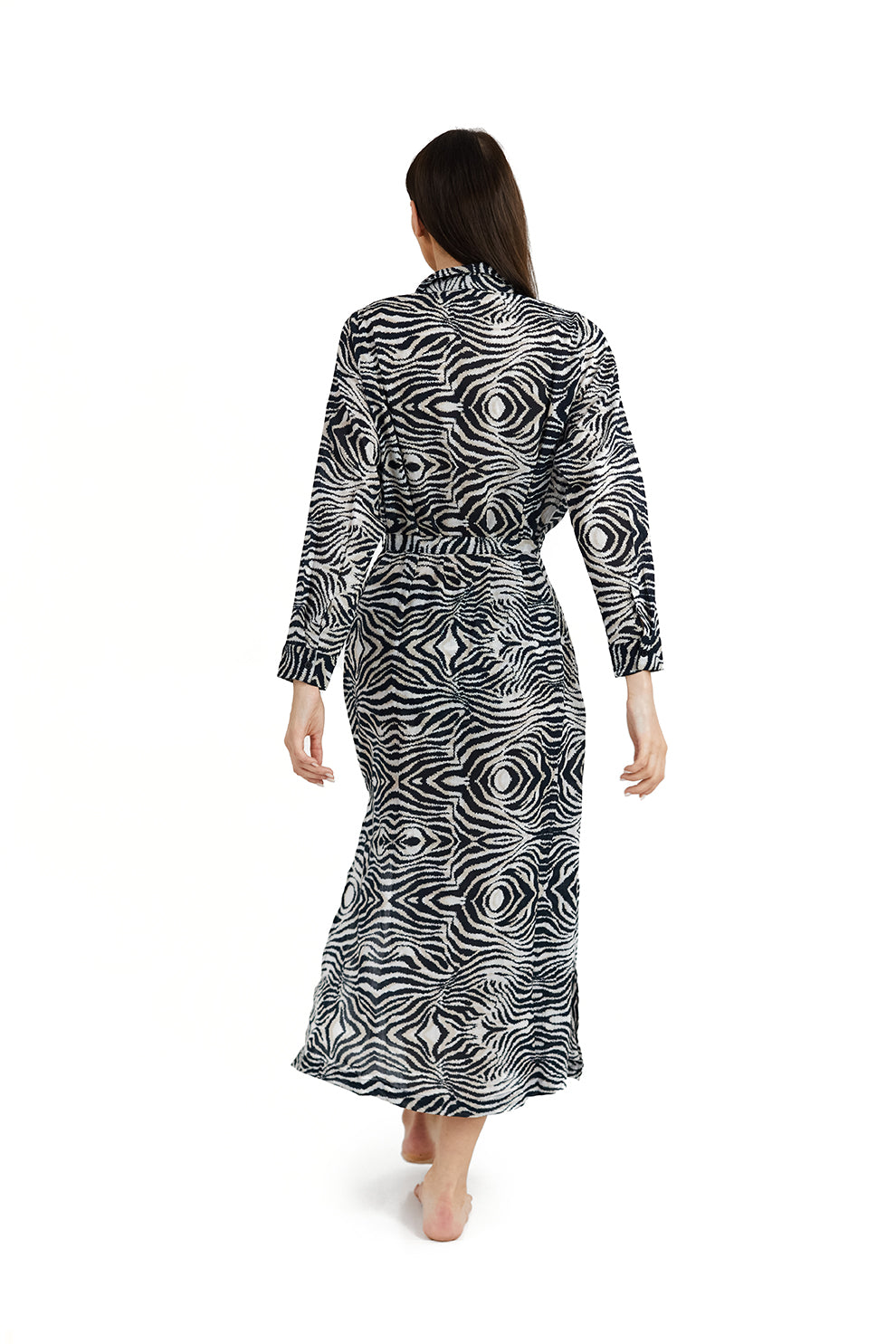 Panos Emporio 100% Cotton Ismene Cover Up Dress, Zebra