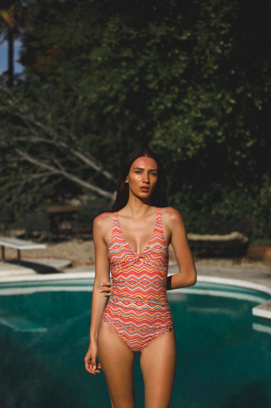 Panos Emporio Recycled V Neck Simi Shaping Swimsuit, Art Deco