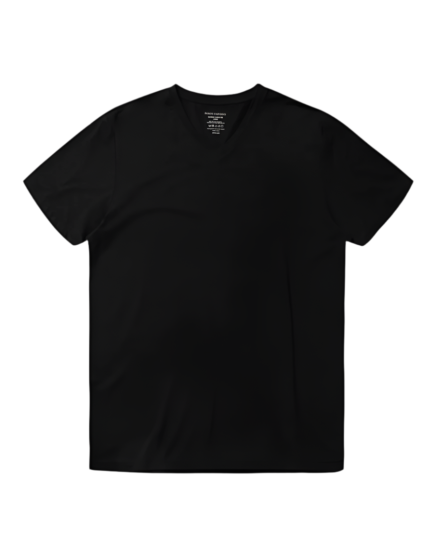 Black Panos t-shirt on a light gray background