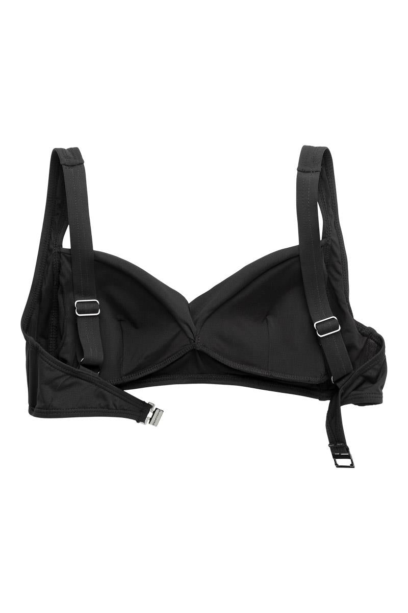 Recycled Twisted Medea Bikini Top, Black.