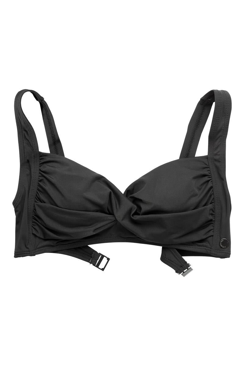 Recycled Twisted Medea Bikini Top, Black.