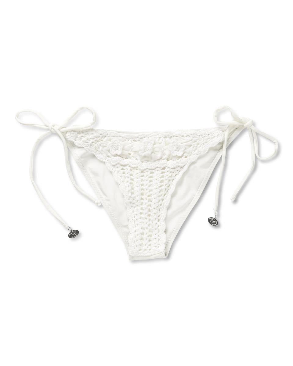 Crochet Lace Kandia Side Tie Bikini Brief, Off White