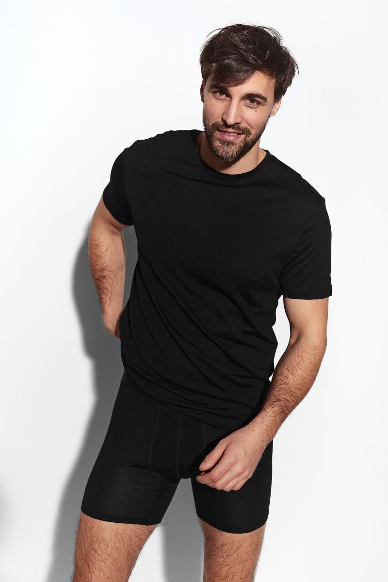 Panos Emporio  Eco Merino Wool T-Shirt, Black