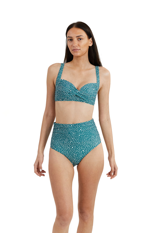 Panos Emporio  Recycled Twisted Medea Bikini Top, Ditsy Dot