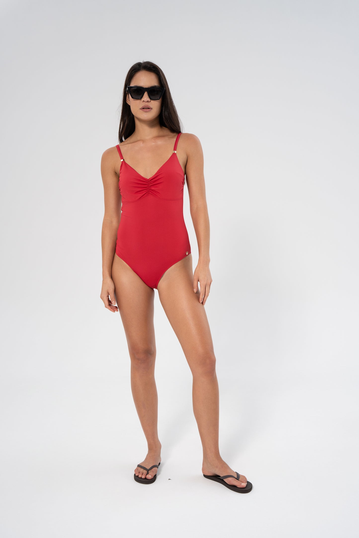 Milo Solid Recycled Swimsuit - Lipstick Red