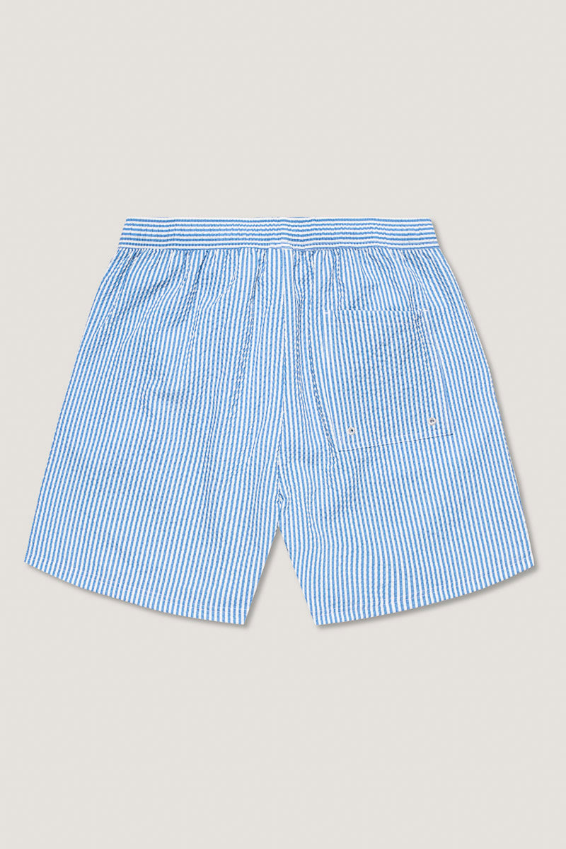 Seersucker Swimshorts for Men in Blue/White Stripe