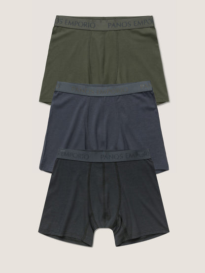 3pk Base Bamboo Boxer - Tamac/Asphalt/Forest