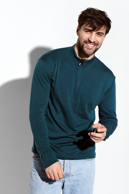 Panos Emporio Wool/Bamboo Half Zip Sweater
