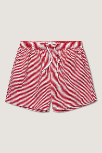 Seersucker Swimshorts for Men in Red/White Stripe