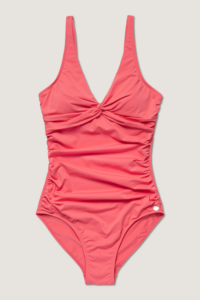 Simi Solid Recycled Swimsuit – Coral Pink