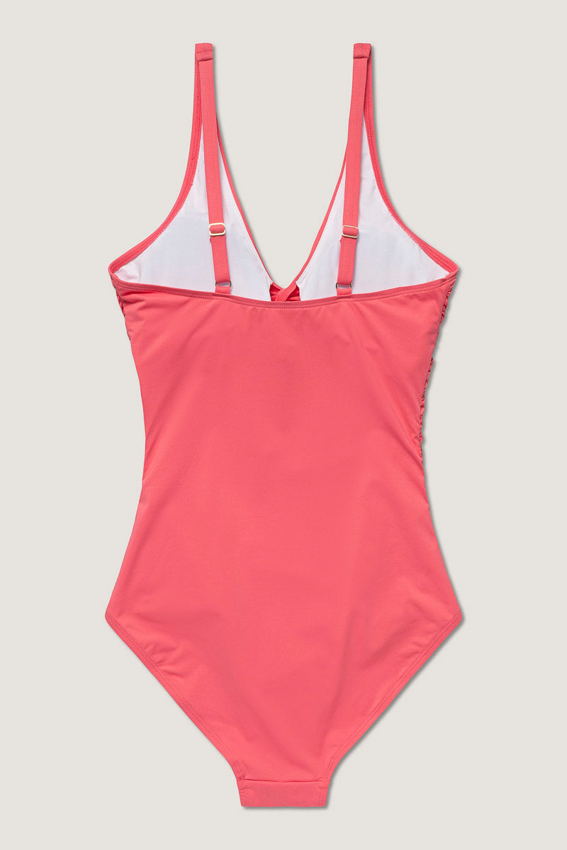 Simi Solid Recycled Swimsuit – Coral Pink