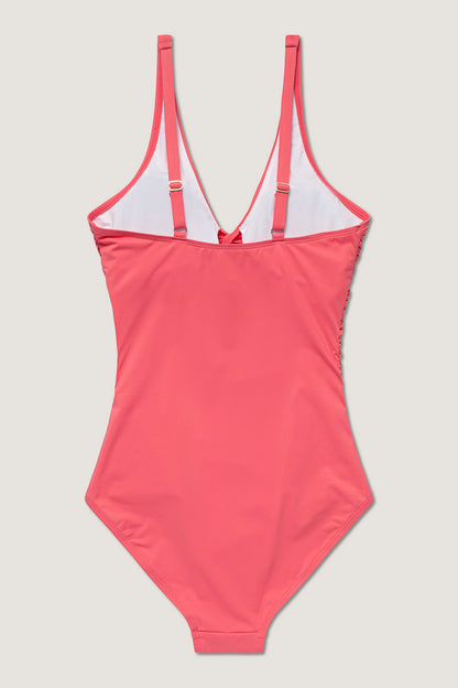 Simi Solid Recycled Swimsuit – Coral Pink