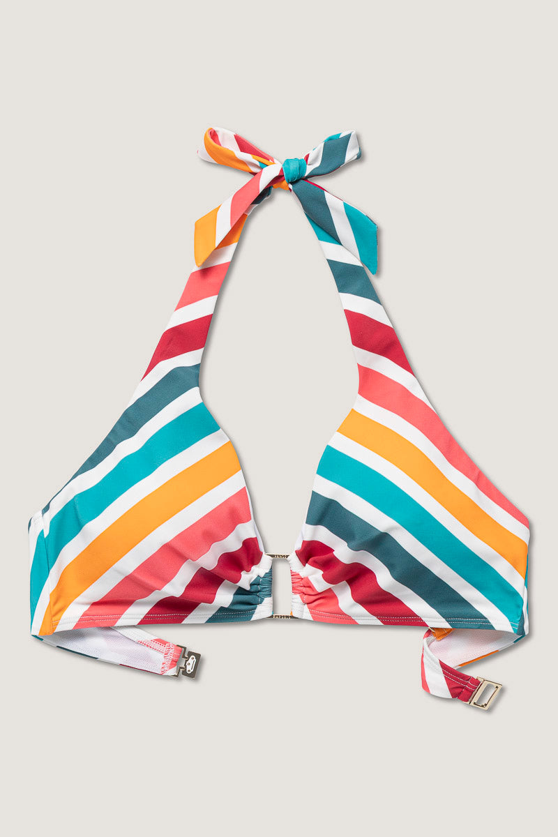 Maia Halterneck Bikini Top – Multi Stripe