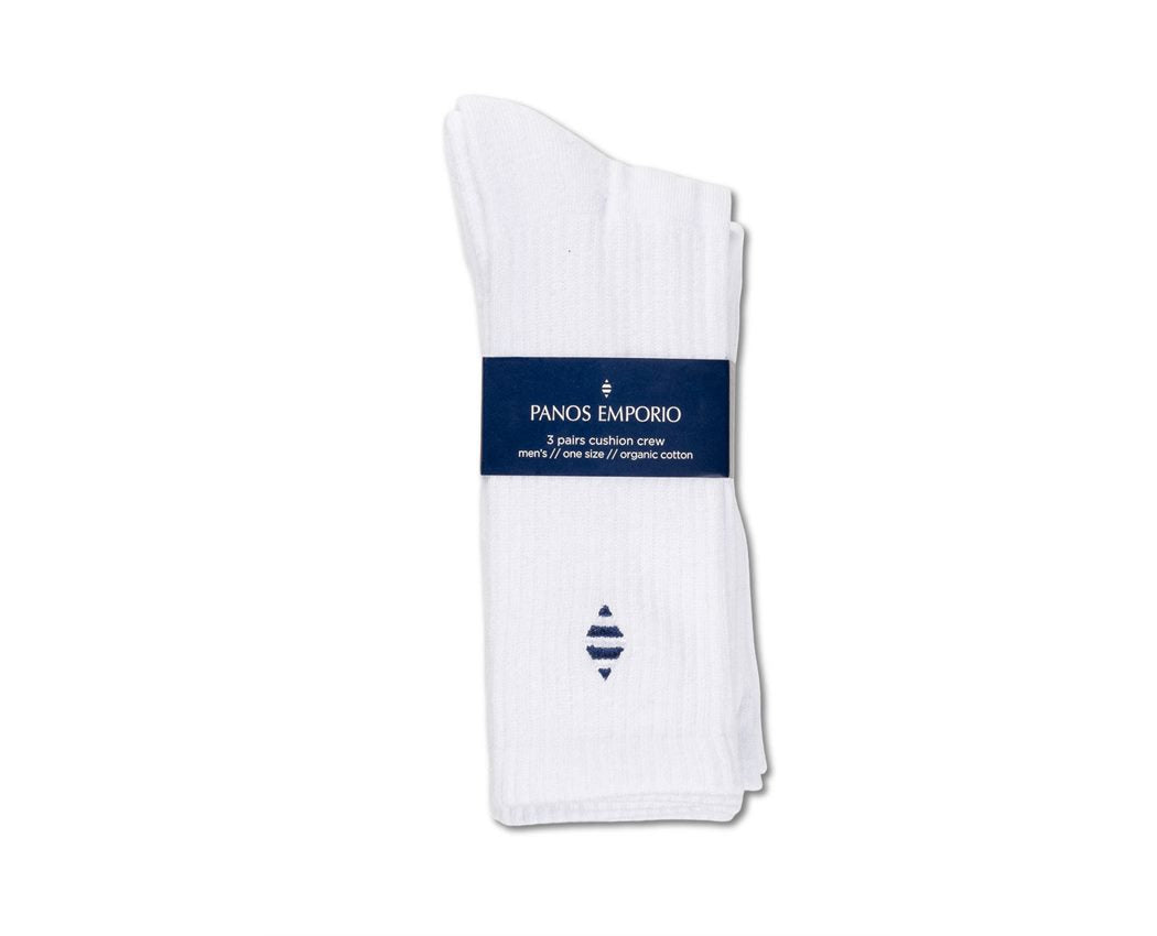 Panos Emporio  Organic Cotton Ribbed Crew Socks, 3 Pack