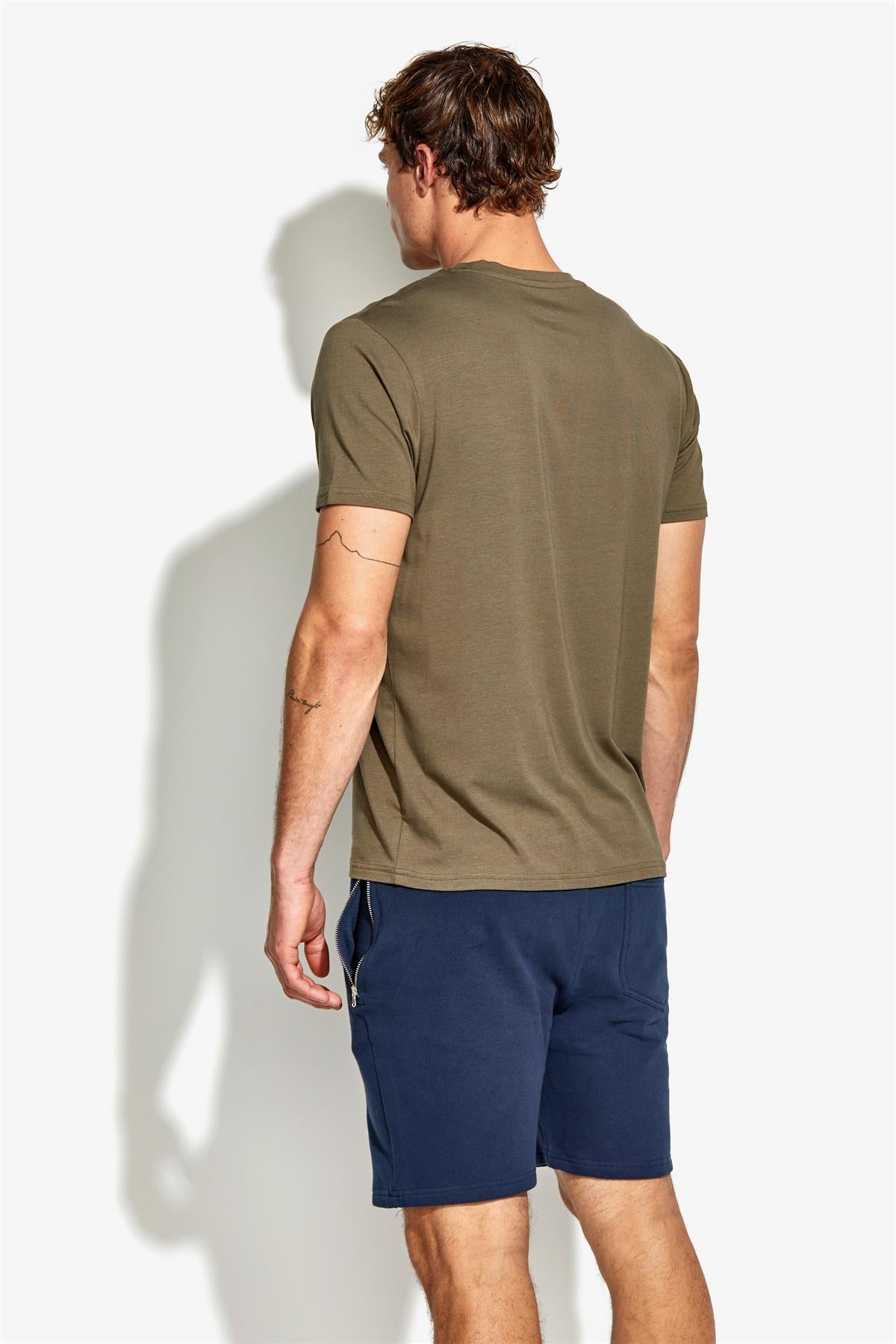 Panos Emporio  Eco Bamboo and Organic Cotton T-shirt Crew, Olive
