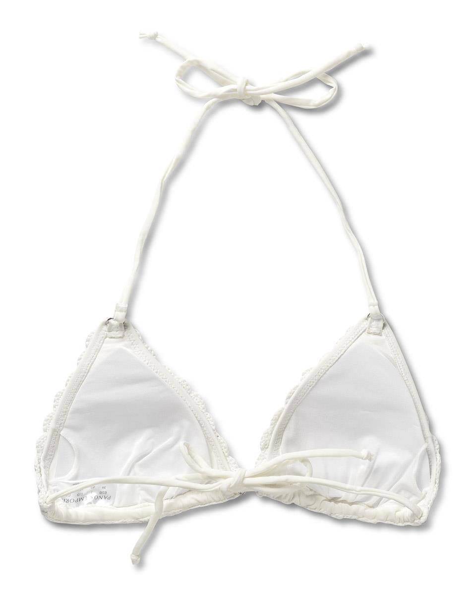 Crochet Lace Kandia Triangle Bikini Top, Off White.