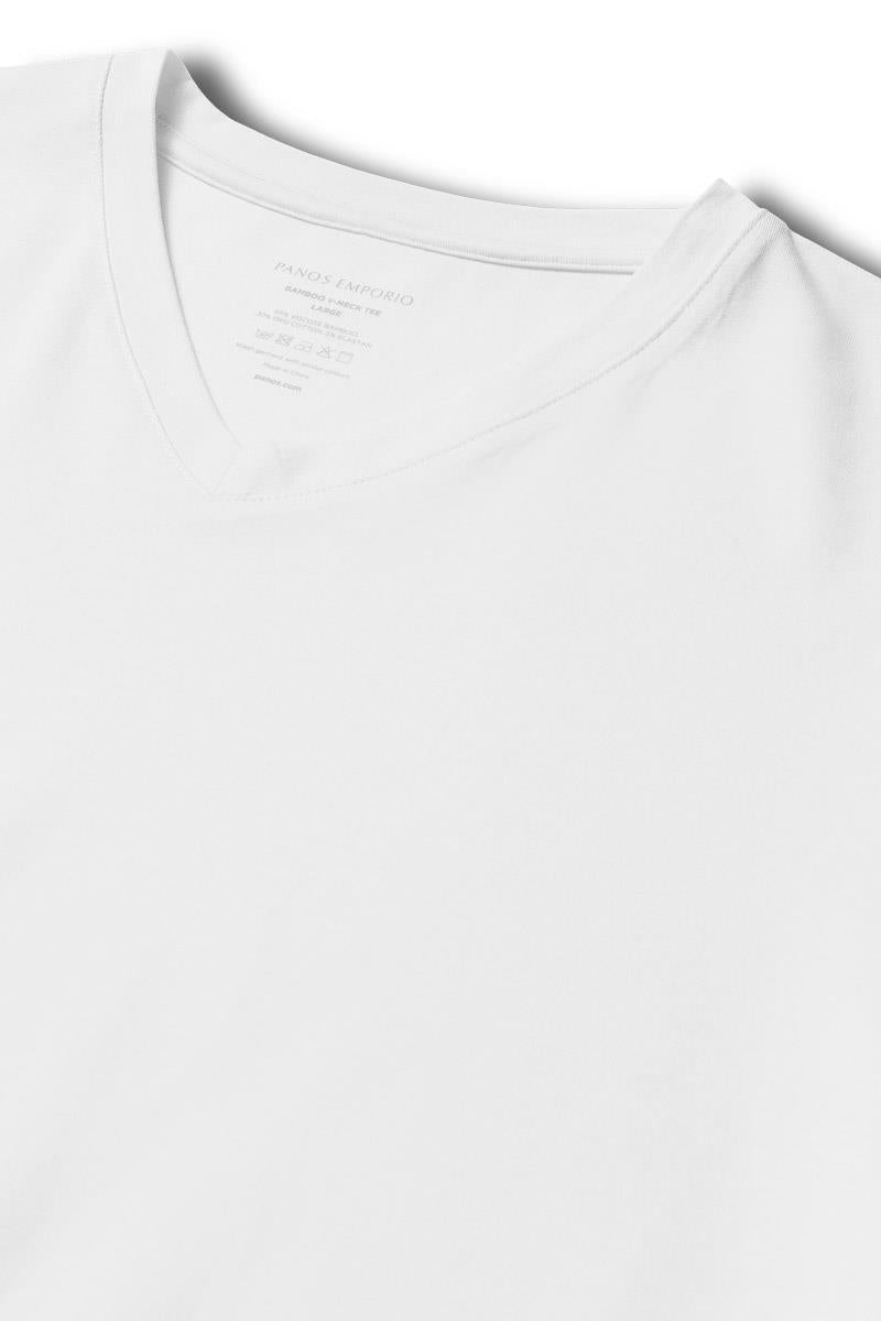 Eco Bamboo and Organic Cotton V Neck T-shirt Crew, White