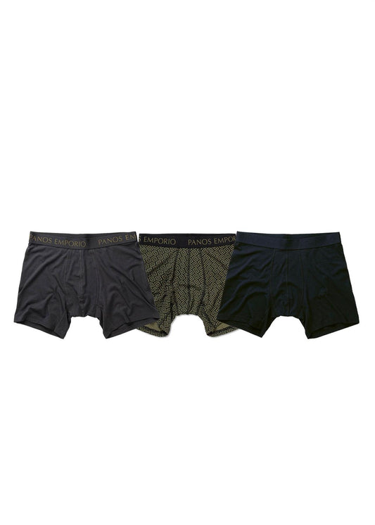 Eco Base Bamboo and Organic Cotton Boxer 3 Pack, Grey Meander