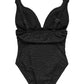 V Neck Diva Rimini Swimsuit, Black Leopard Jacquard