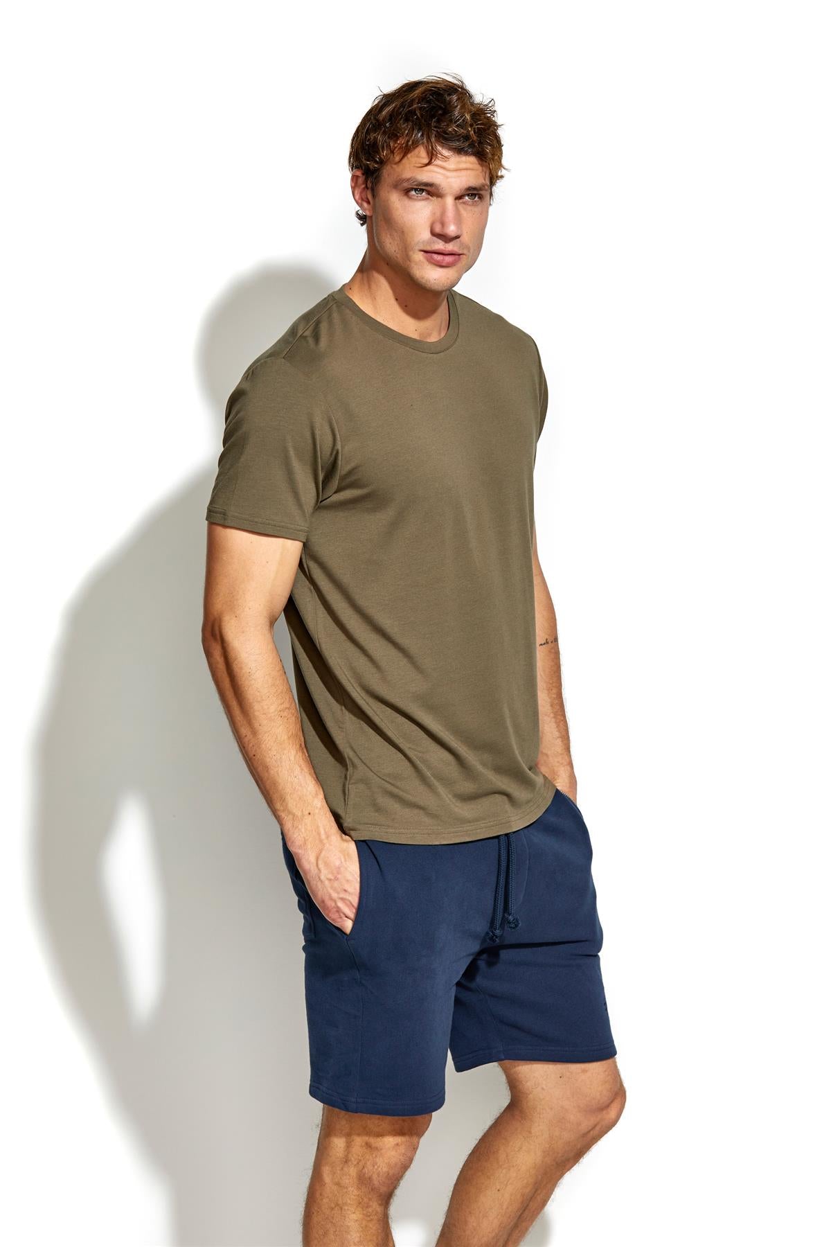 Panos Emporio  Eco Bamboo and Organic Cotton T-shirt Crew, Olive