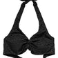 Halterneck Daphne Diva Bikini Top, Black Leopard Jacquard