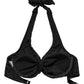 Halterneck Daphne Diva Bikini Top, Black Leopard Jacquard