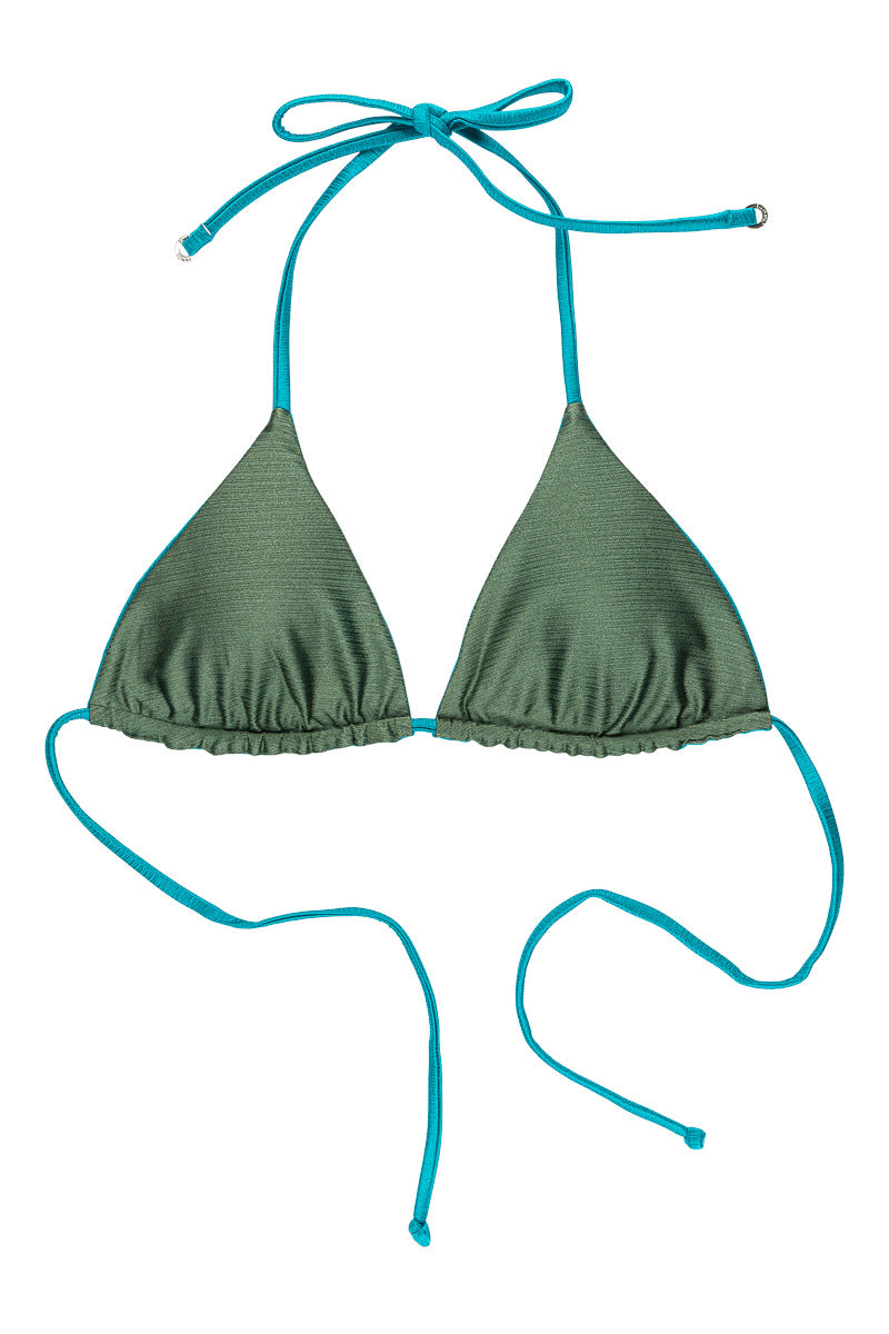 Panos Emporio  Galathea Reversible Triangle Bikini Top, Earth Green/Capri Blue