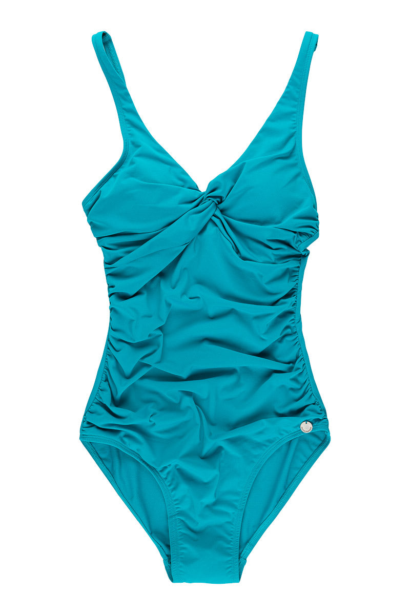 Panos Emporio  Recycled V Neck Simi Shaping Swimsuit, Capri Blue