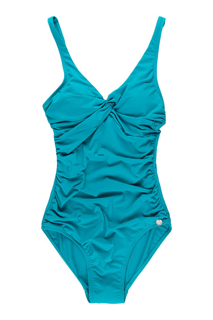 Panos Emporio  Recycled V Neck Simi Shaping Swimsuit, Capri Blue