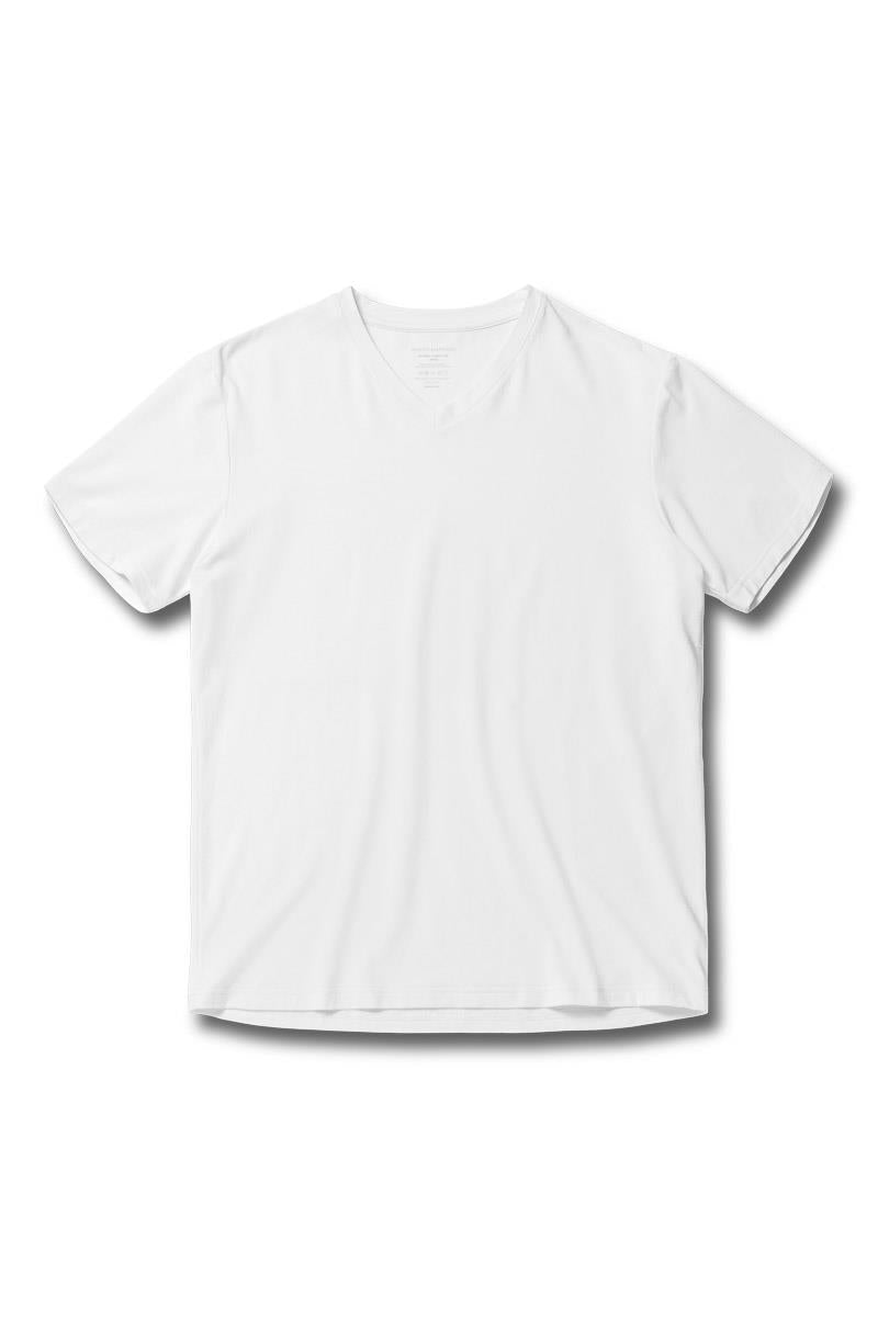 Eco Bamboo and Organic Cotton V Neck T-shirt Crew, White