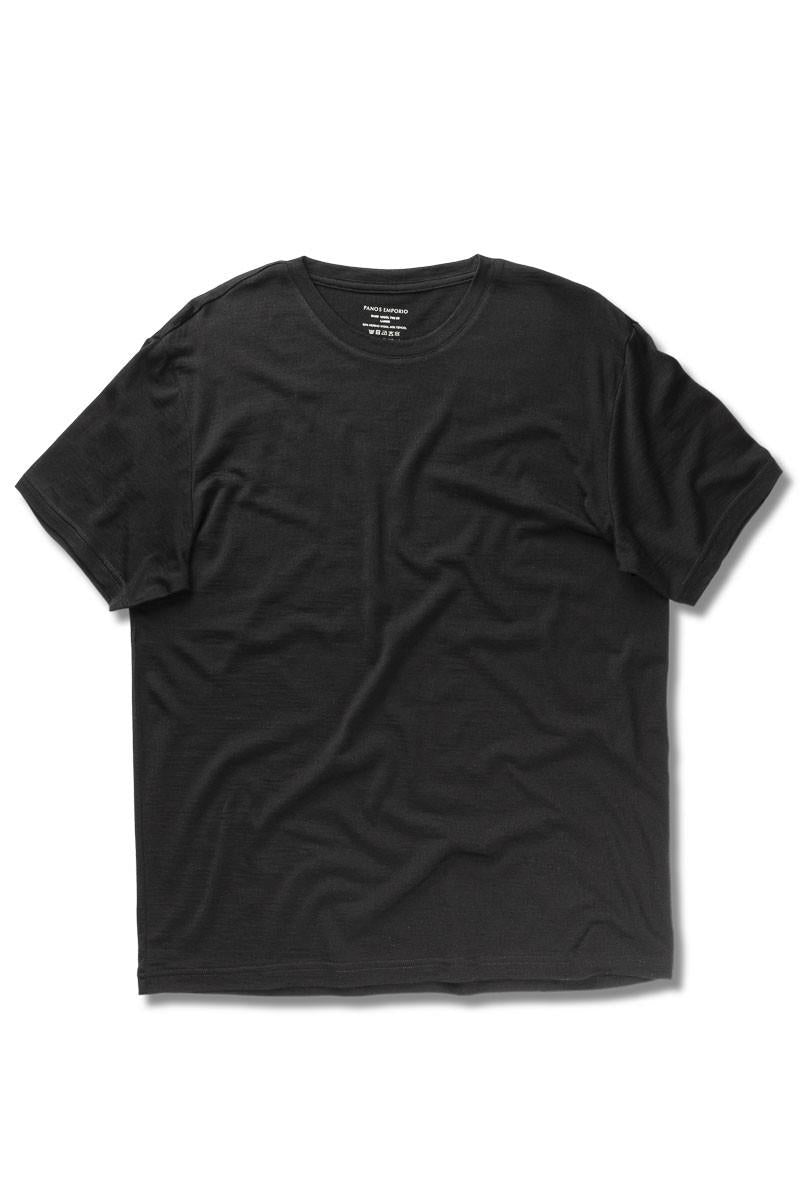 Panos Emporio  Eco Merino Wool T-Shirt, Black
