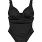 V Neck Diva Rimini Swimsuit, Black Leopard Jacquard
