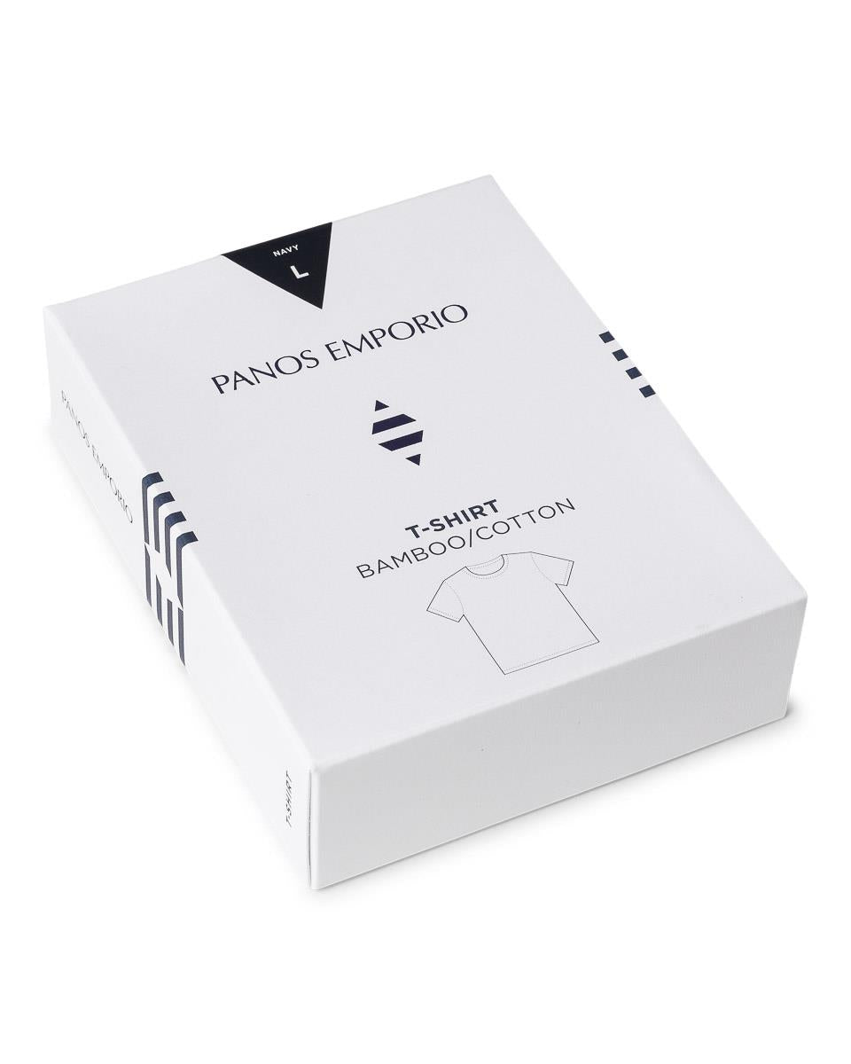 Panos Emporio  Eco Bamboo and Organic Cotton T-shirt Crew, Navy