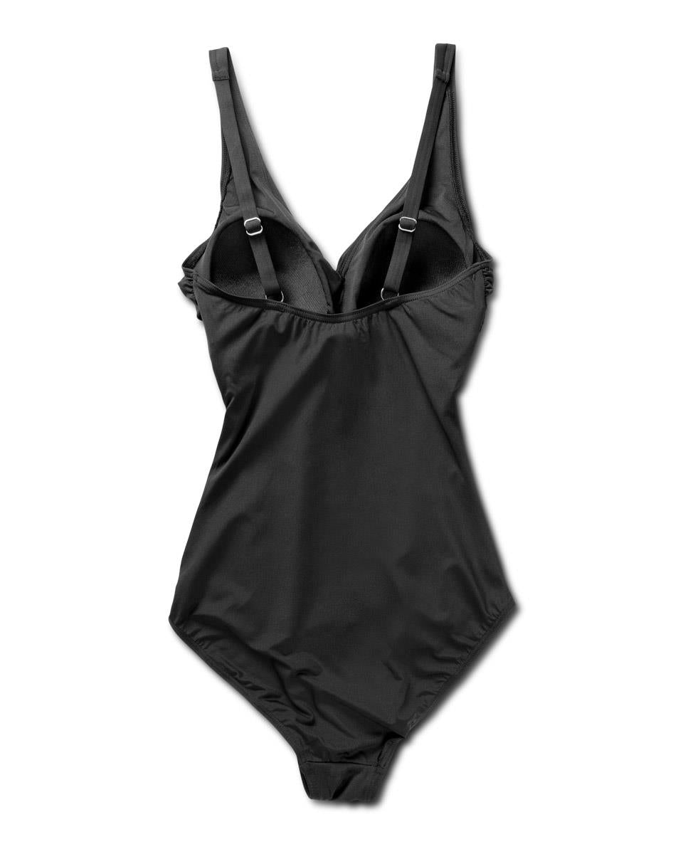 V Neck Simi Shaping Swimsuit, Black.