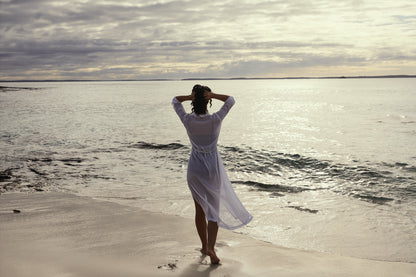 100% Cotton Ismene Cover Up Dress, White.