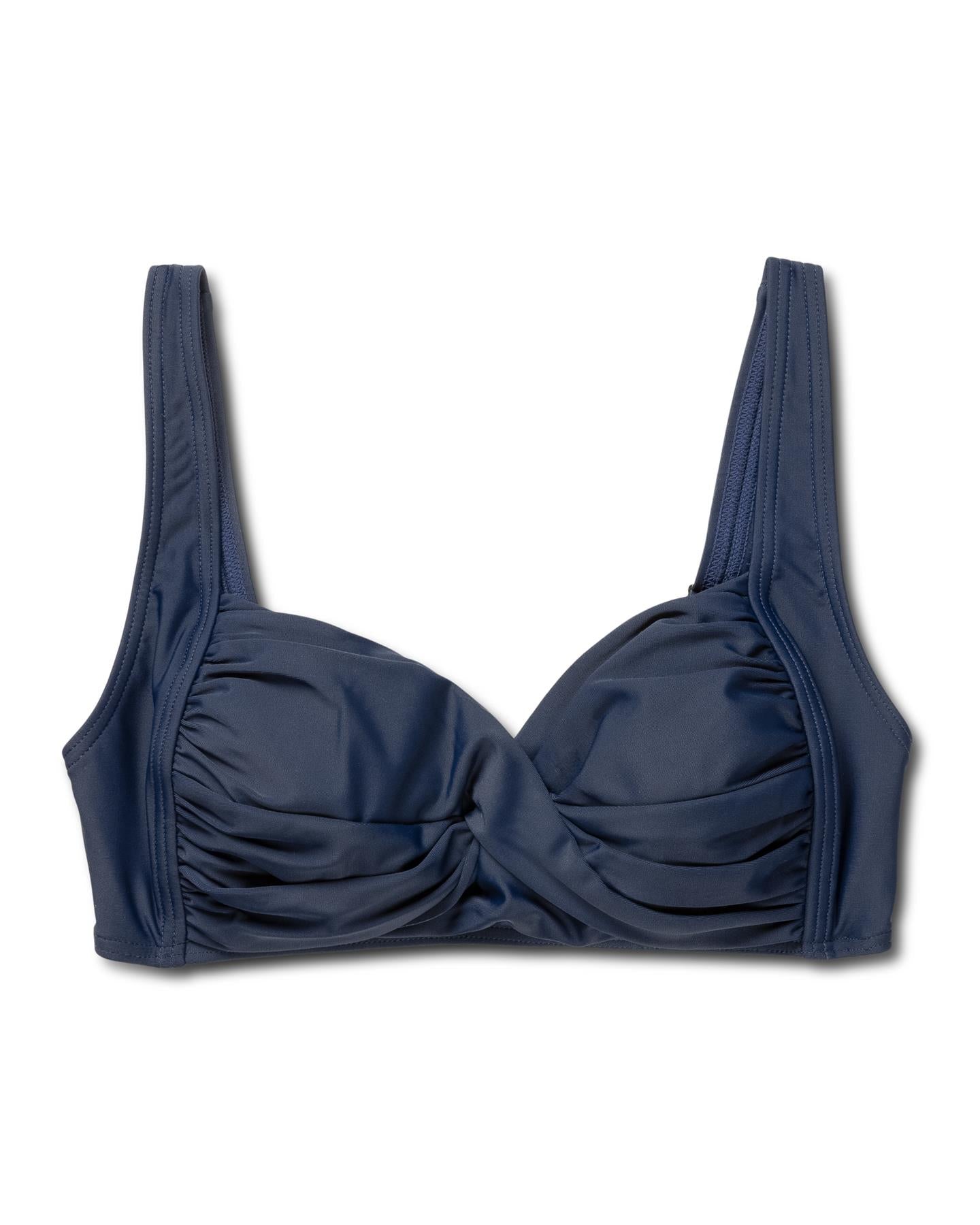 Recycled Twisted Medea Bikini Top, Navy.