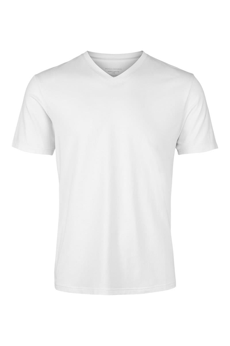Eco Bamboo and Organic Cotton V Neck T-shirt Crew, White