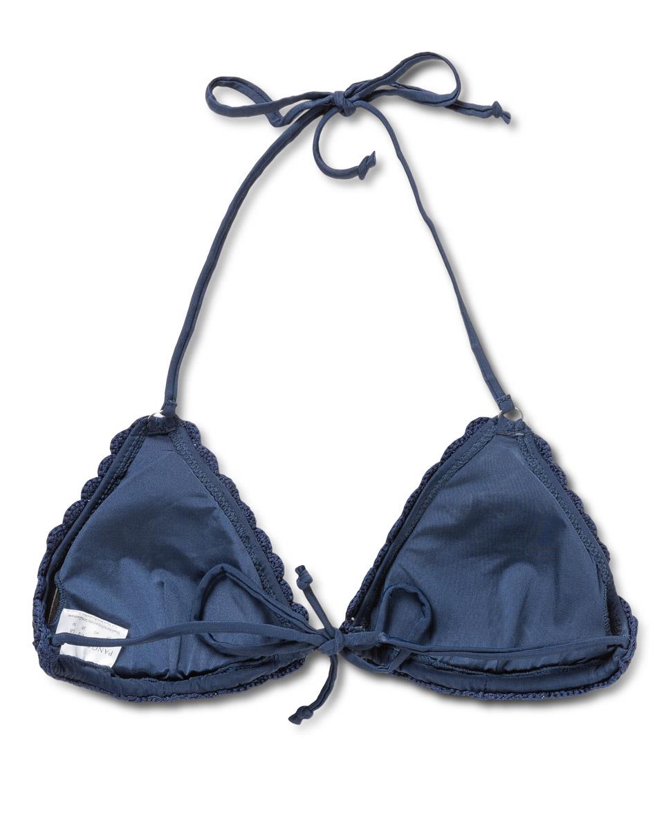 Crochet Lace Kandia Triangle Bikini Top, Navy.