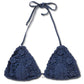 Crochet Lace Kandia Triangle Bikini Top, Navy