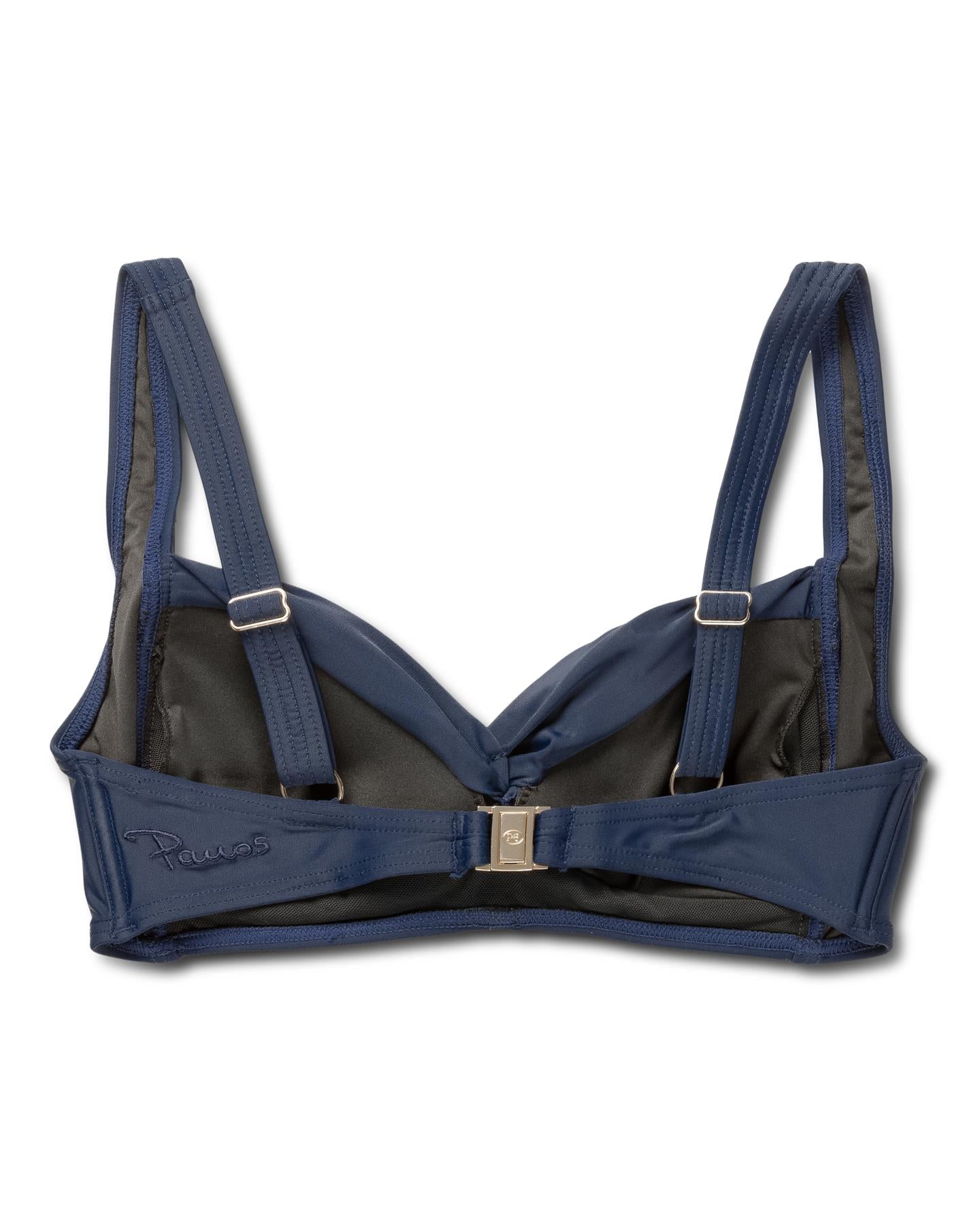 Recycled Twisted Medea Bikini Top, Navy.