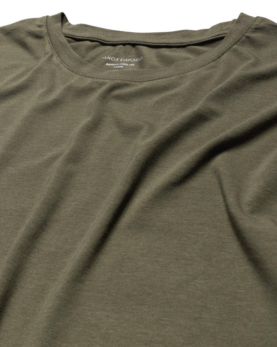 Panos Emporio  Eco Bamboo and Organic Cotton T-shirt Crew, Olive