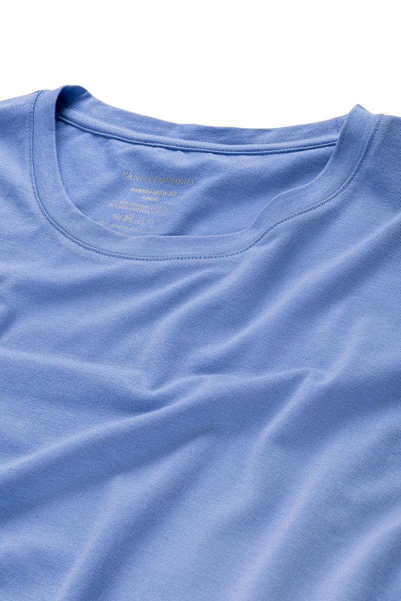 Panos Emporio  Eco Bamboo and Organic Cotton T-shirt Crew, Colour:  Light Blue