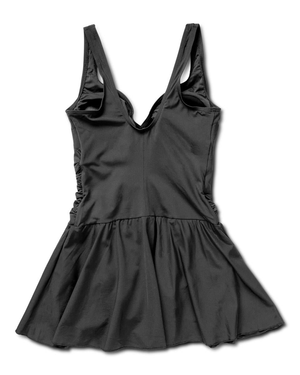 V Neck Venezia Skirted Swimsuit, Black