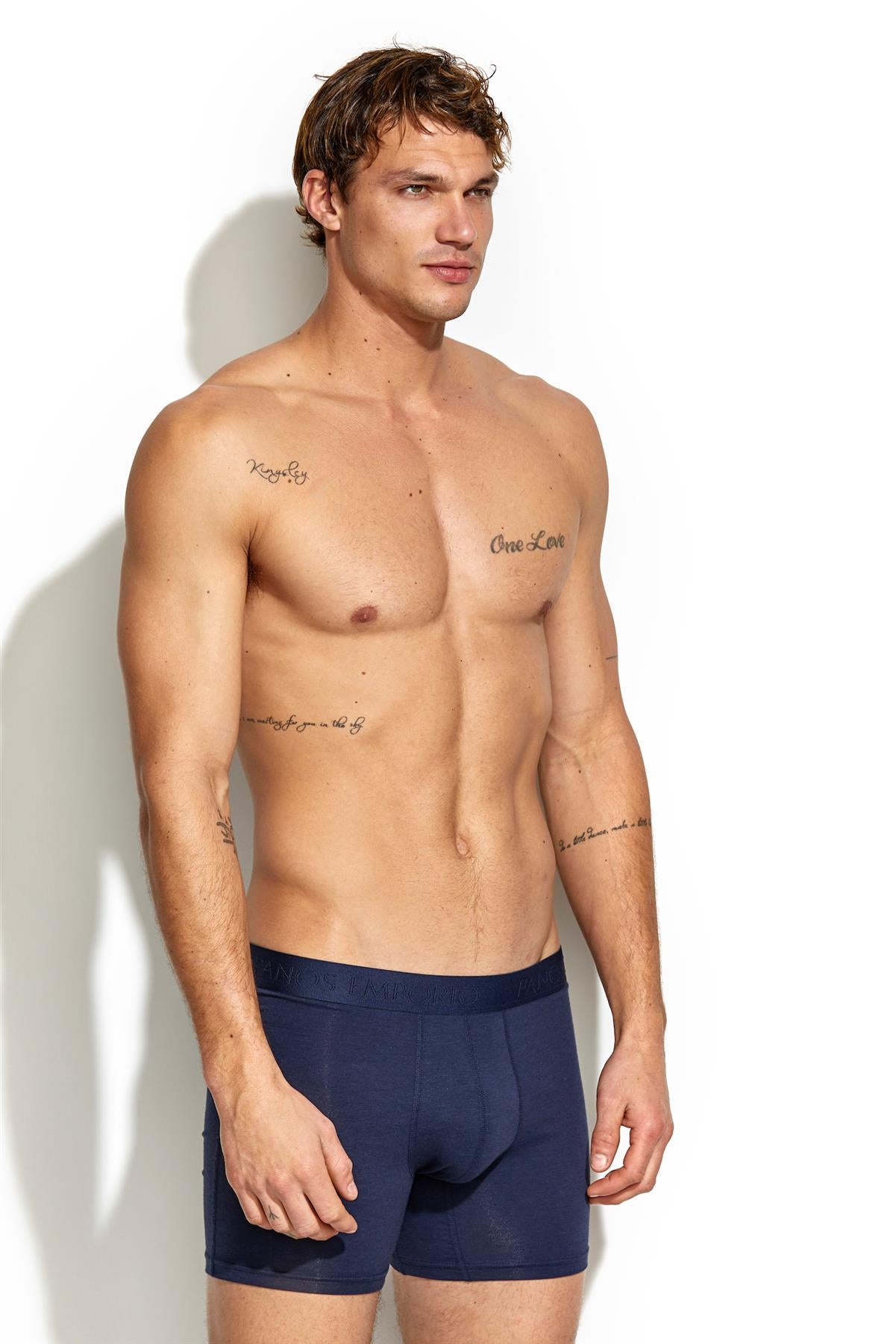 Panos Emporio  Eco Base Bamboo and Organic Cotton Boxer 3 Pack, Colour:  Navy