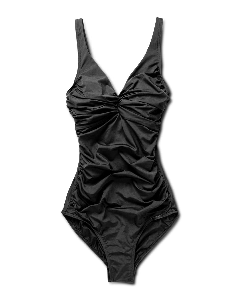 V Neck Simi Shaping Swimsuit, Black.