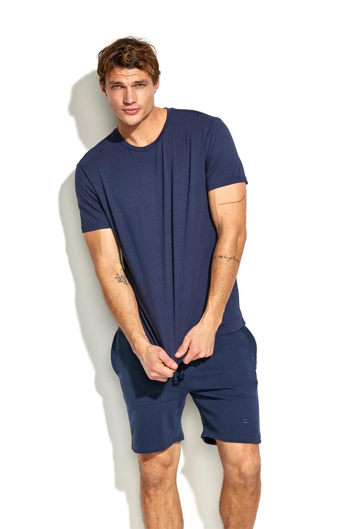 Panos Emporio  Eco Bamboo and Organic Cotton T-shirt Crew, Navy