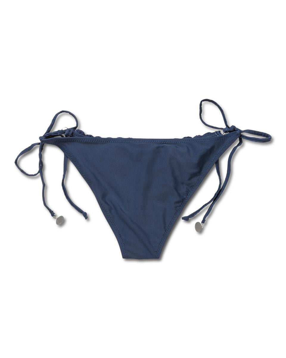 Crochet Lace Kandia Side Tie Bikini Brief, Navy.