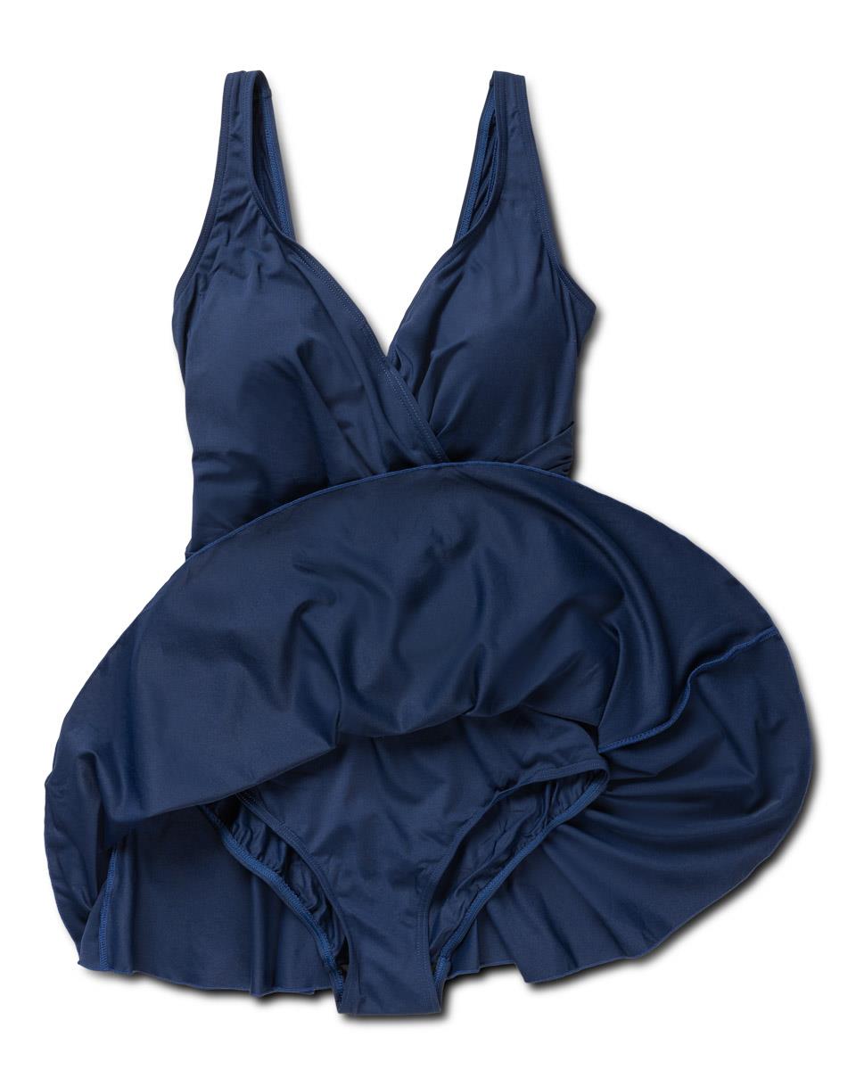 V Neck Venezia Skirted Swimsuit, Navy