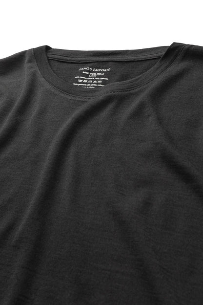 Panos Emporio  Eco Merino Wool Long Sleeve Top, Black
