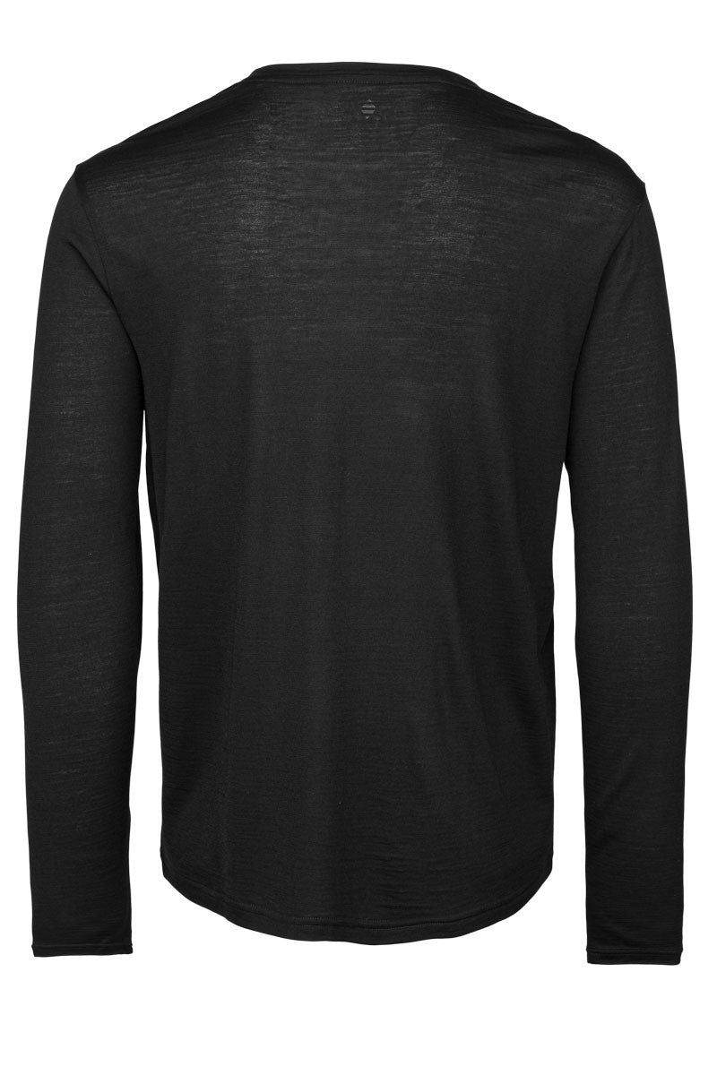 Panos Emporio  Eco Merino Wool Long Sleeve Top, Black